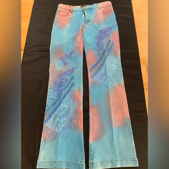 Christine Phillipe jeans with bead & sequins work Size 6 see pic for stains - Picture 2 of 11